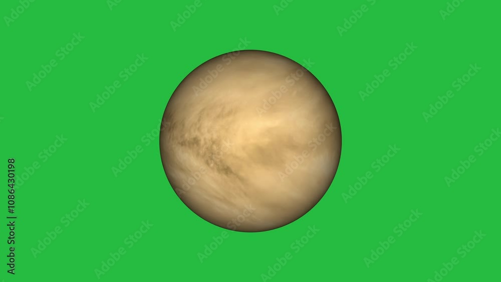 Wall mural planet venus atmosphere on green screen background. realistic planet rotation seamless looping anima