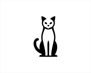 Black silhouette cat vector, Cat silhouette icon illustration.