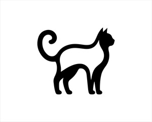 Black silhouette cat vector, Cat silhouette icon illustration.