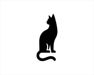 Black silhouette cat vector, Cat silhouette icon illustration.