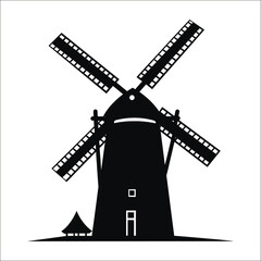 Windmill Silhouette Bundle Set, Farm Windmill Silhouette