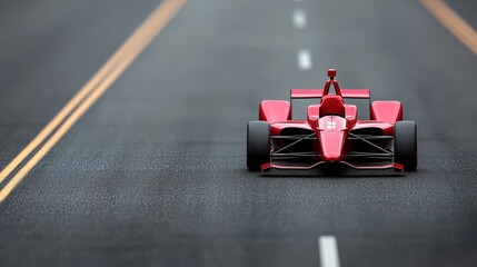 Red IndyCar Race Car on Asphalt Road 3D Render