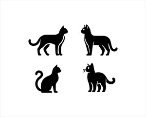 set of cats silhouettes