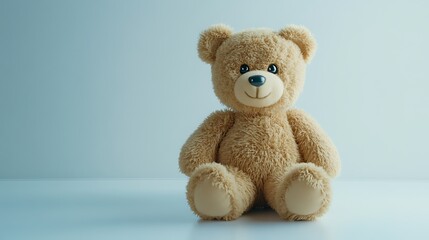 Obraz premium Adorable Plush Teddy Bear Sitting on a Light Blue Background