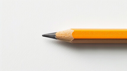 Minimalist top view of pencil on white background