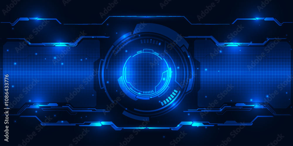 Canvas Prints vector illustration of futuristic blue digital high technology with circle hud and digital circuit e