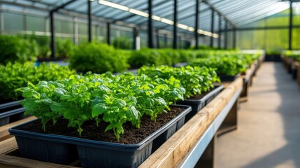Modern Renewable Energy Factory with Transparent Walls