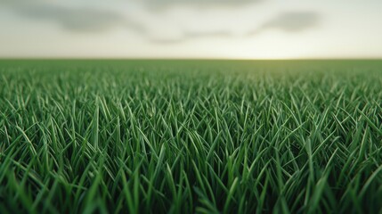 Fototapeta premium Lush Green Grass Field Nature Background 3D Render Spring Summer Meadow Lawn Plants Texture