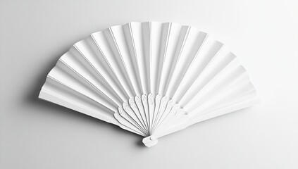 Elegant White Hand Fan on a Plain Background