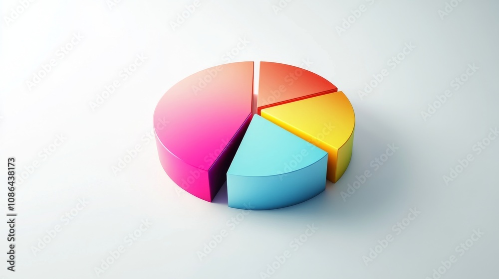 Aufkleber Colorful Pie Chart on a Light Background Displaying Data Segments for Business and Marketing Presentations, Visualizing Statistics and Information Effectively