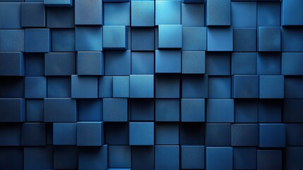 3D render of blue cubes arranged in the shape of an abstract background