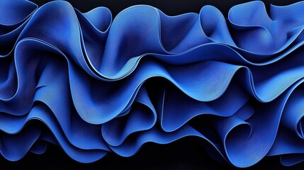 Obraz premium Abstract Blue Fabric Waves 3D Rendered Texture Background