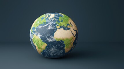 Fototapeta premium 3D Earth Globe Planet World Ocean Land Environment Nature Global Sustainability Ecology Texture
