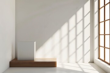 Product display podium with window and sunlight