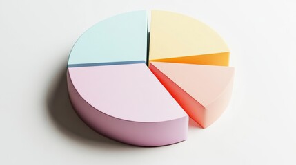 Obraz premium Colorful 3D Pie Chart Depicting Data Segmentation for Business Analysis, Marketing Strategies, or Financial Reporting on a Light Background