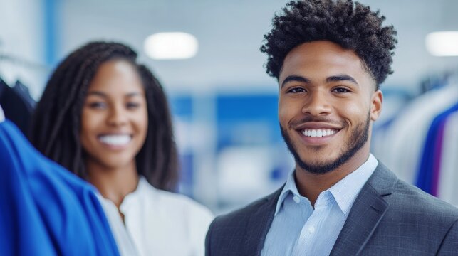Professional Young Entrepreneurs Smiling in Modern Business Environment