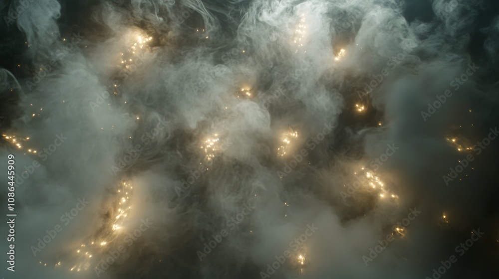 Aufkleber Ethereal and Dreamlike Background of Smoke and Sparkling Lights Creating a Mystical Atmosphere for Creative Projects and Artistic Designs