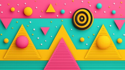 Obraz premium Vibrant Geometric Abstract Background 80s Retro Style Design