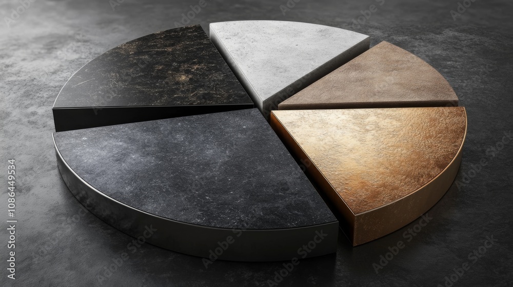 Leinwandbilder textured circular chart representation with metallic finishes in black, silver, gold, and bronze col