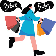 Exciting Black Friday Sale Shopping Cart and Discount Tags
