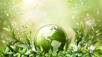 world environment day poster. green plant and globe. abstract vector illustration design.