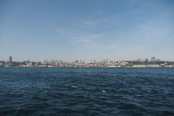 Breathtaking City Skyline View from the Water on a Perfectly Clear Day in Summer