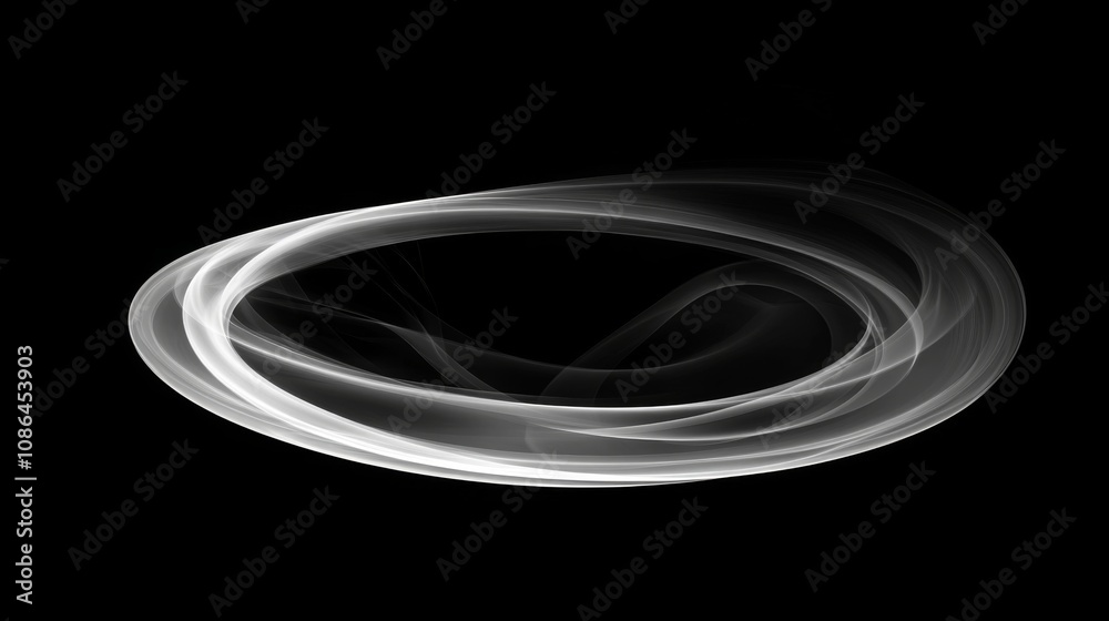 Fototapete abstract light waves flowing in a circular motion over a black background, creating an ethereal and 