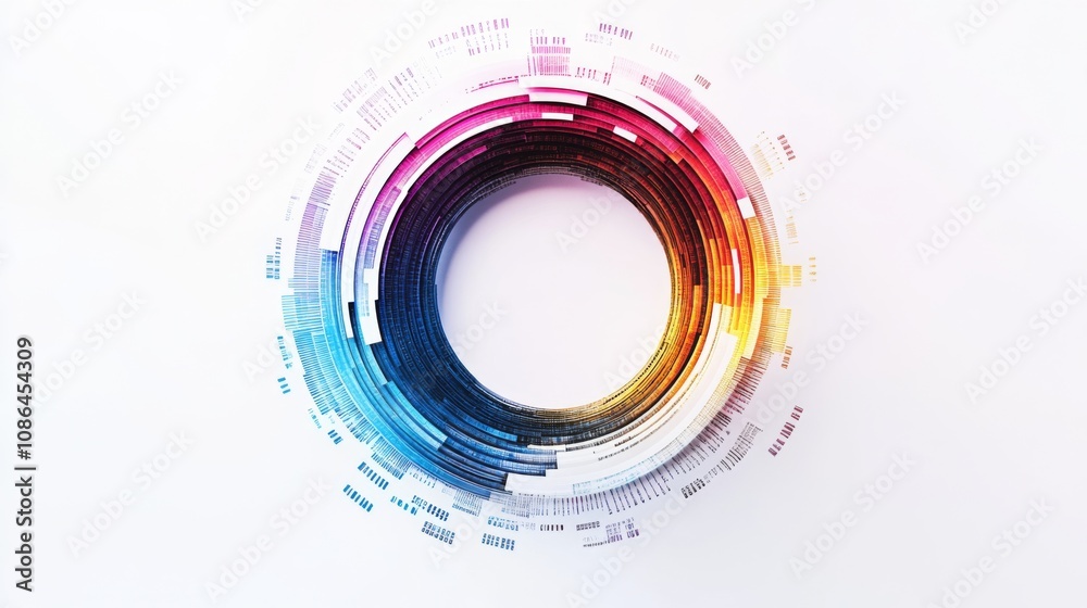 Aufkleber Abstract Colorful Circular Design Representing Modern Digital Art with Vibrant Hues and Graphic Elements on White Background for Creative Projects