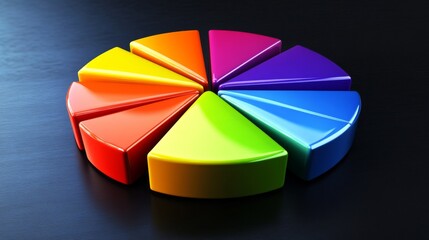 Obraz premium Colorful Segments of Pie Chart Design on a Dark Background for Creative and Business Visualization, Marketing, and Data Representation