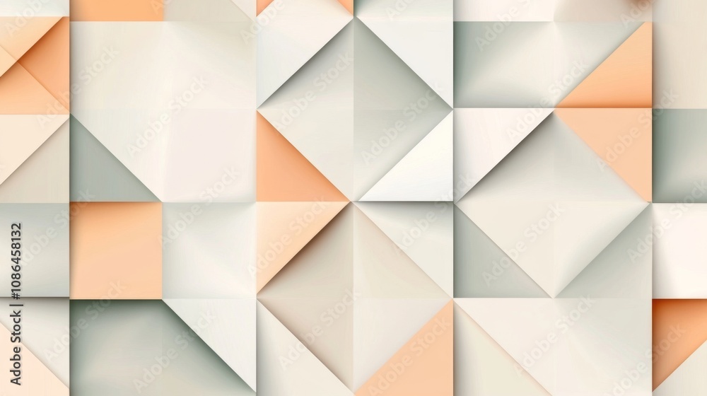 Poster Geometric Abstract Background with 3D Cubes and Soft Color Palette, Perfect for Modern Designs, Agencies, Websites, and Creative Projects Featuring Warm and Cool Tones