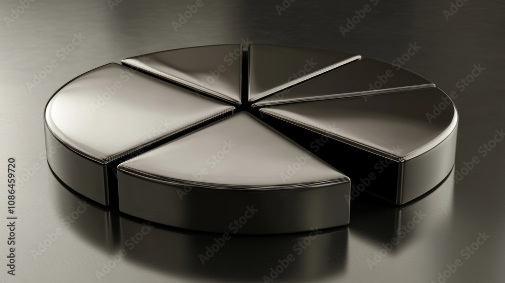 Poster abstract black geometry design featuring segmented circular shapes on a reflective surface for moder