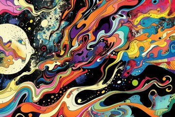 Obraz premium Abstract Psychedelic Artwork with Vibrant Colors