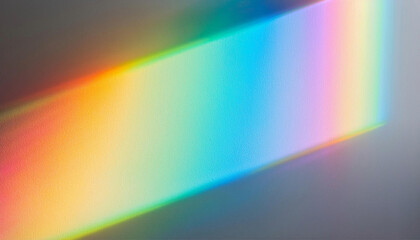 Prism Rainbow Light Effect on Clean White Background: Holographic Reflections with Crystal Shadow Overlay