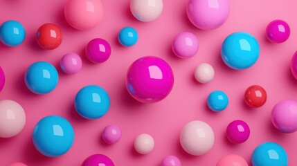 Colorful Abstract 3D Spheres Background Pink Blue Purple Modern Design