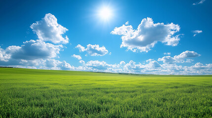 Obraz premium green field and blue sky