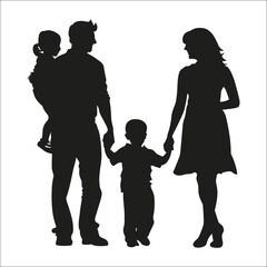 Parents With Child Icon Silhouette, Family Icons Silhouette Bundle, People Icon Vector