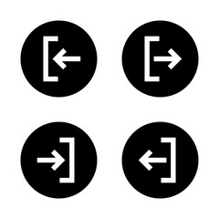 Fototapeta premium Login and logout icon on black circle. Sign in and sign out symbol