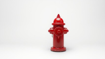 Obraz premium A bold red fire hydrant is centered on a white surface creating a focal point for the viewer's attention and emphasizing its significance, visual interest, decorative element