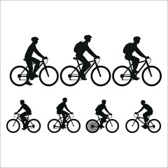 Obraz premium cycling man silhouette icon set, cycle silhouette free, bicycle silhouette vector, bicycle man silhouette 