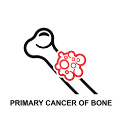 Bone cancer icon. Primary cancer of bone isolated on background vector illustration.