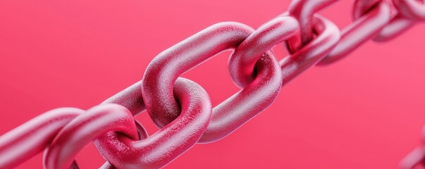 security risks , breach , safeguard Close-up of pink metallic chain links