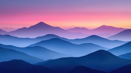 Fototapeta premium Serene Sunrise Majestic Mountain Range Panorama Colorful Landscape