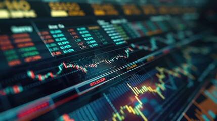 Obraz premium close-up photo of computer screen forex trading candlestick