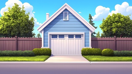 Fototapeta premium Suburban Home Garage and Fence