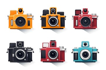 Fototapeta premium Flat Design World Photography Day Concept Background photo earth camera image poster technology nature day film international lens picture illustration photographer design vector