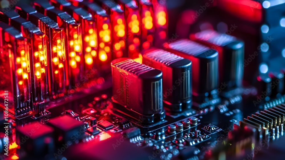 Aufkleber Exploring technology innovation digital circuit board macro photography high-tech environment close-up viewpoint electronic concept