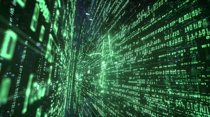 Obraz premium Data stream visualization digital environment abstract concept virtual space futuristic perspective