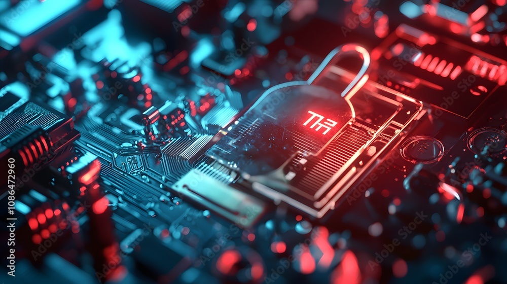 Poster cybersecurity measures digital world graphic design high-tech environment close-up view data protect