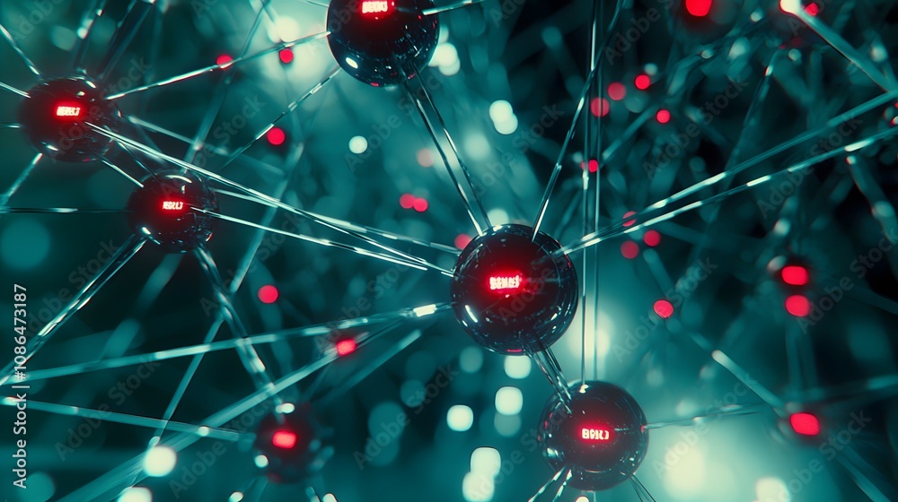 Aufkleber Exploring quantum connectivity molecular structures digital realm abstract visualization high-tech environment close-up view innovation
