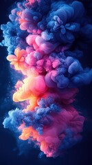 Obraz premium Colorful swirling clouds of smoke creating an abstract visual effect.